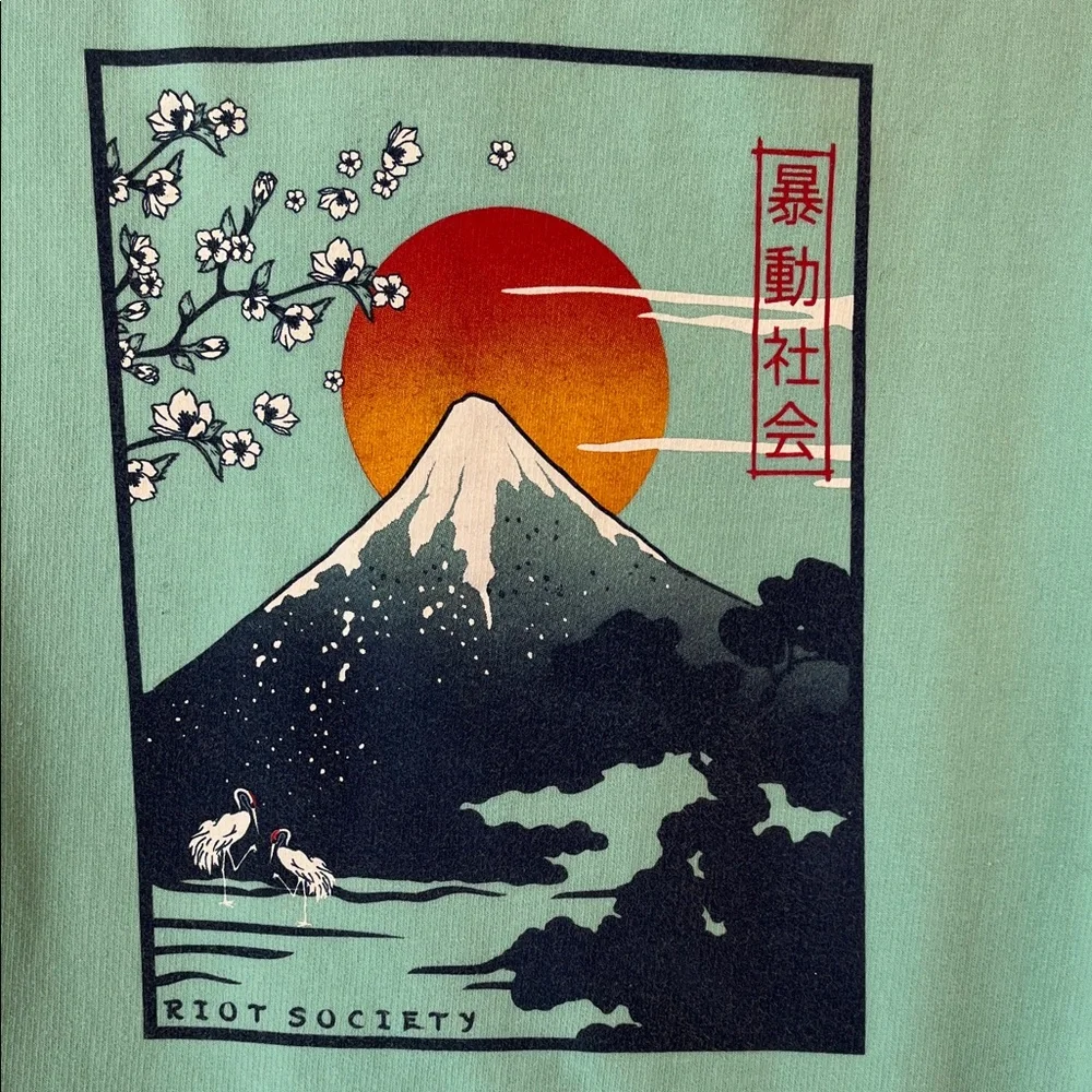 Riot Society Mint Green Graphic Hoodie Size XL